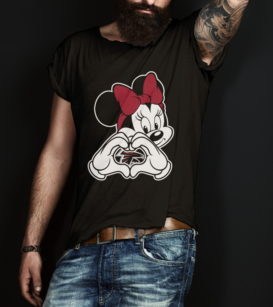 Minnie Mouse Atlanta Falcons Heart Hands T-Shirt