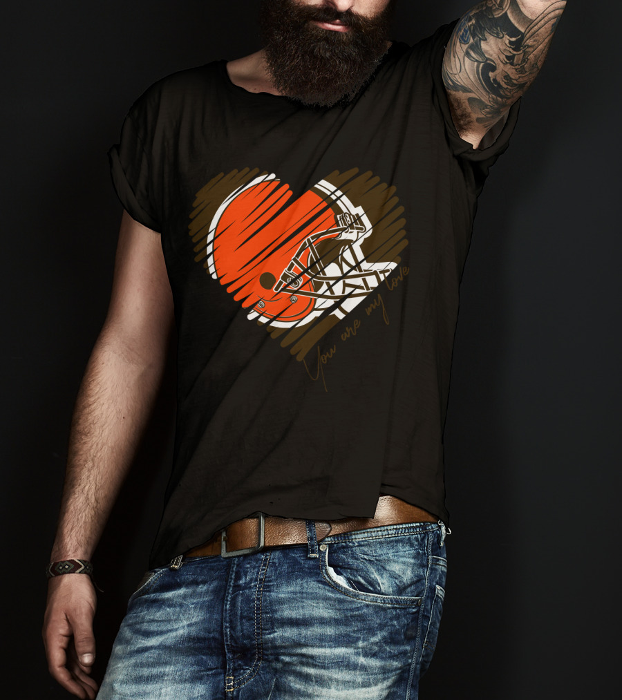 Cleveland Browns You Are My Love Heart Helmet T-Shirt