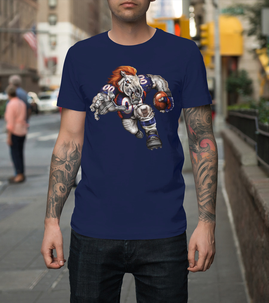 Denver Broncos Football Horse With Jersey And Ball T-Shirt