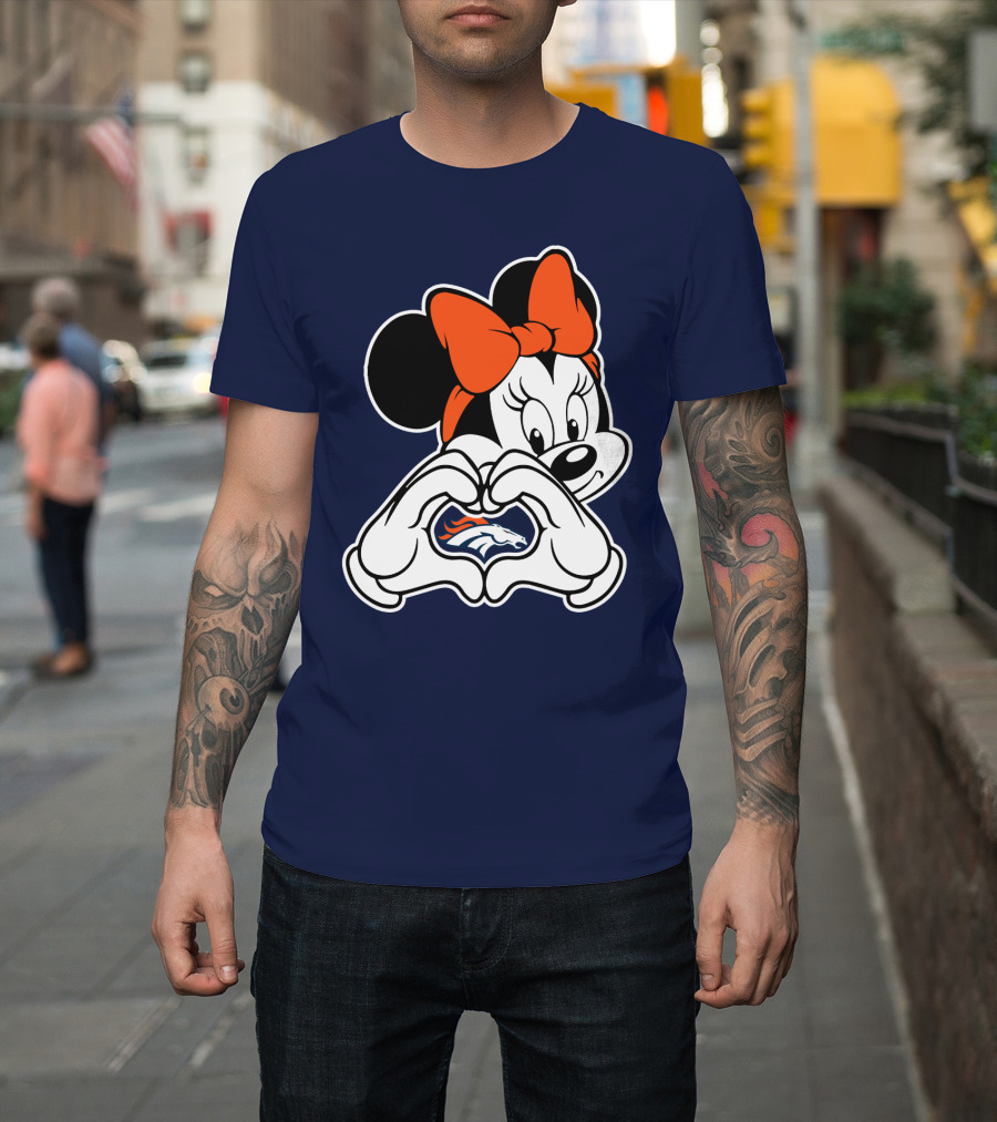 Minnie Mouse Heart Hands Denver Broncos T-Shirt