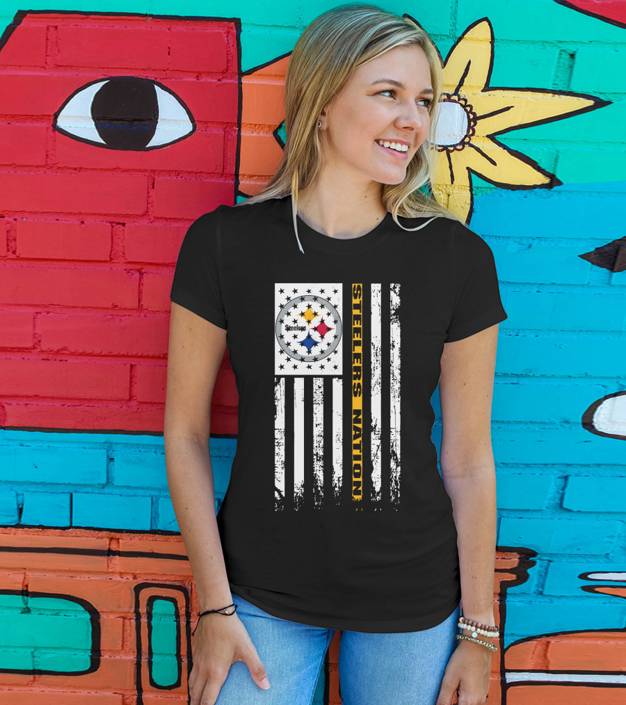 Steelers Nation Pittsburgh Steelers Logo Flag T-Shirt