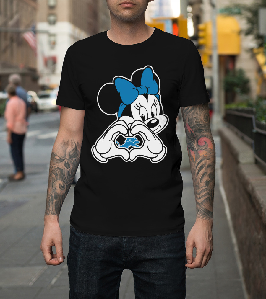 Detroit Lions Minnie Mouse Heart Hands T-Shirt