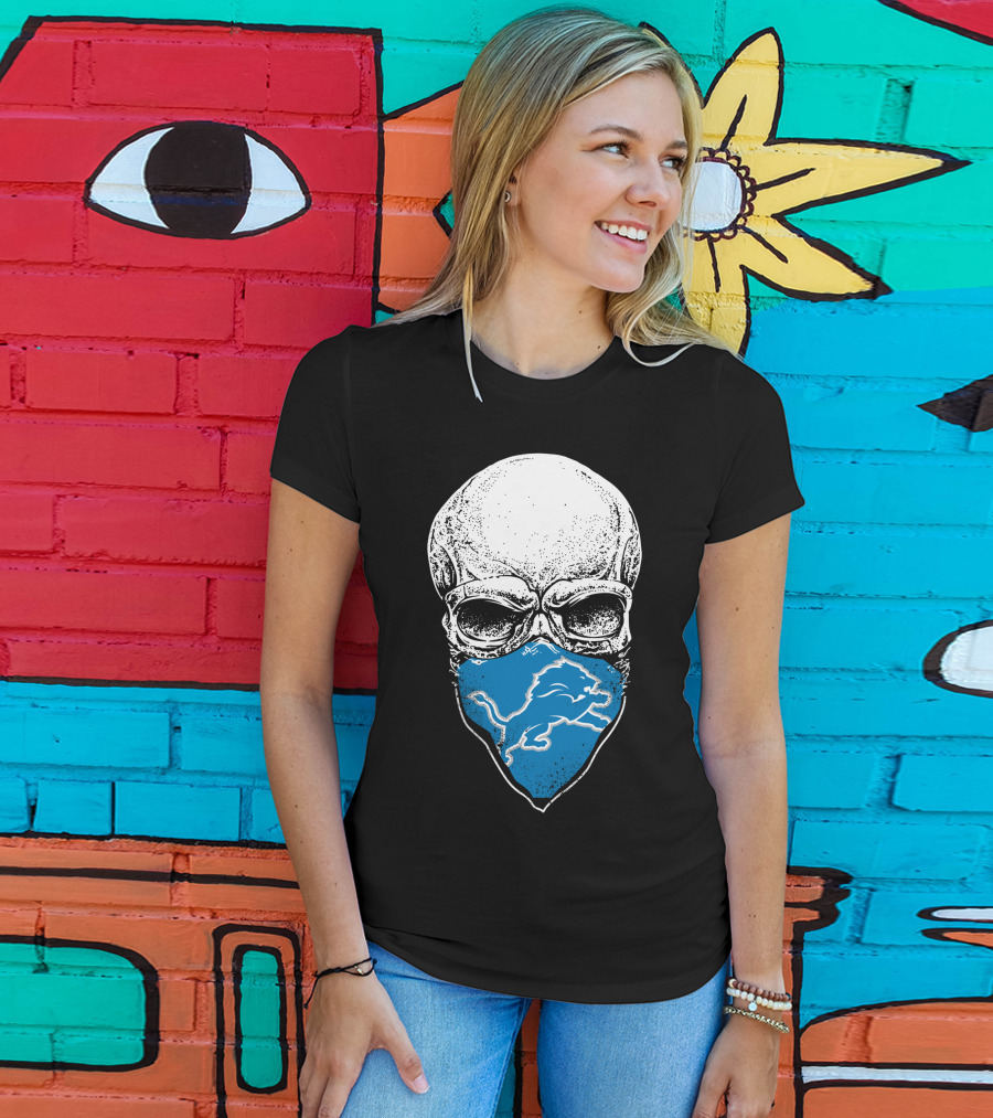 Detroit Lions Skull Bandana T-Shirt