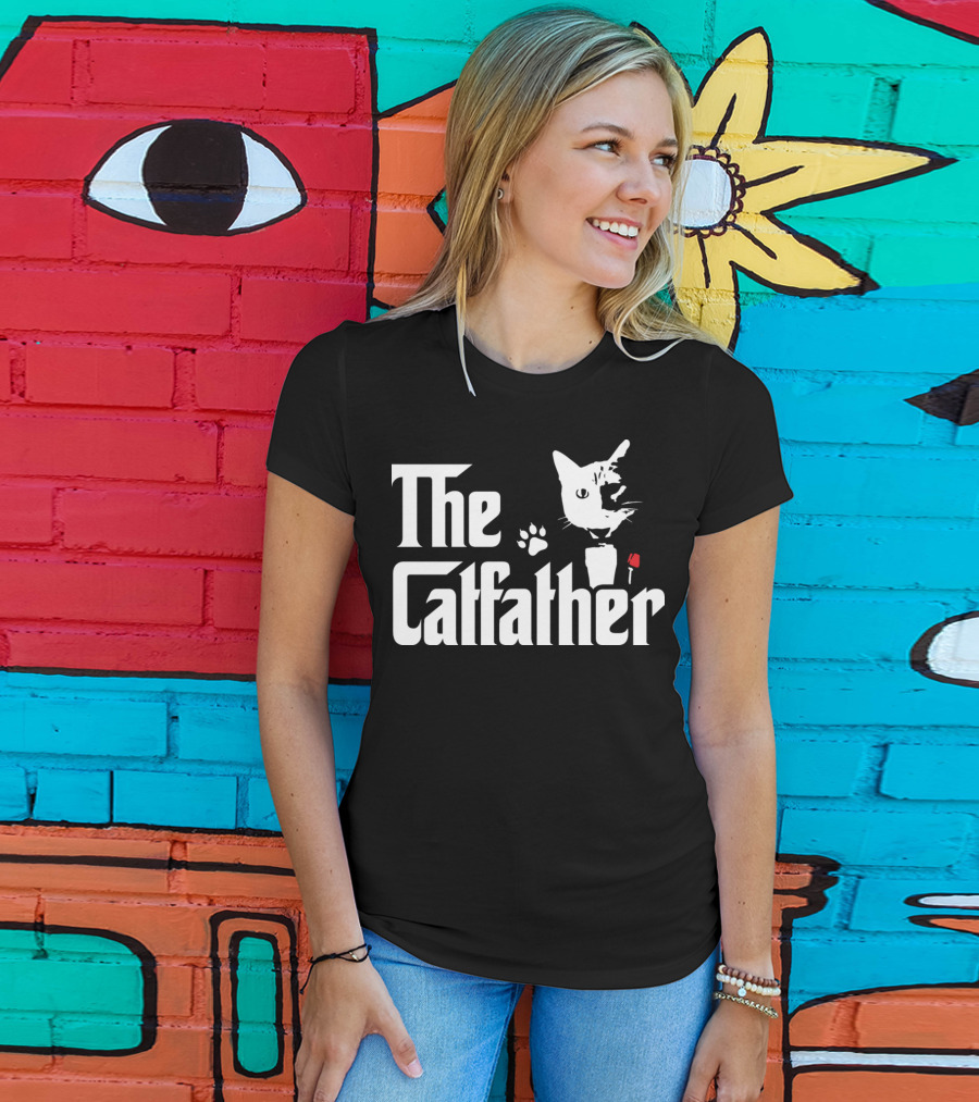 The Catfather Cat Paw Print Rose T-Shirt