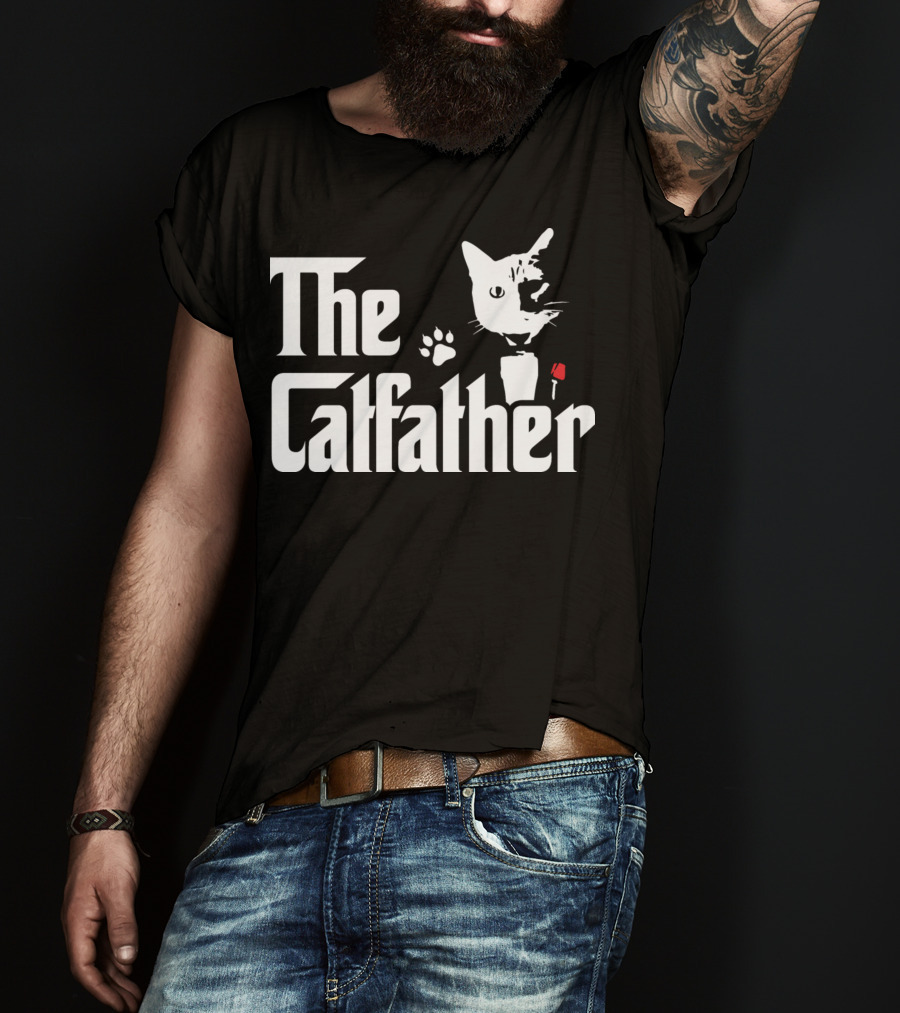 The Catfather Cat Paw Print Rose T-Shirt