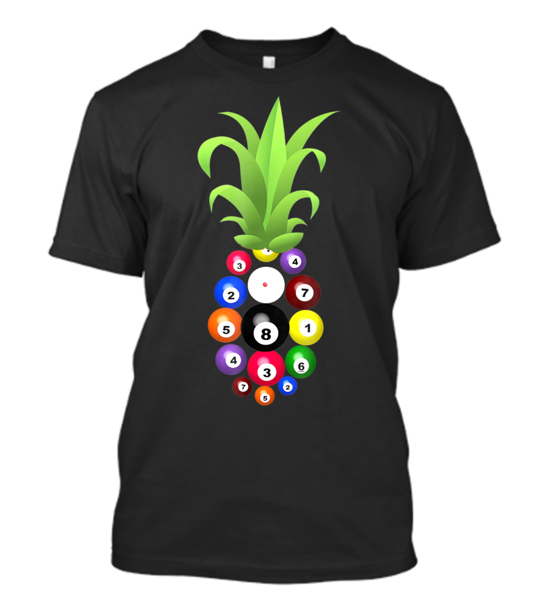Billiards Pineapple Eight Ball Hawaiian Aloha Beach Hawaii Pool Balls Fruit Fusion T-Shirt