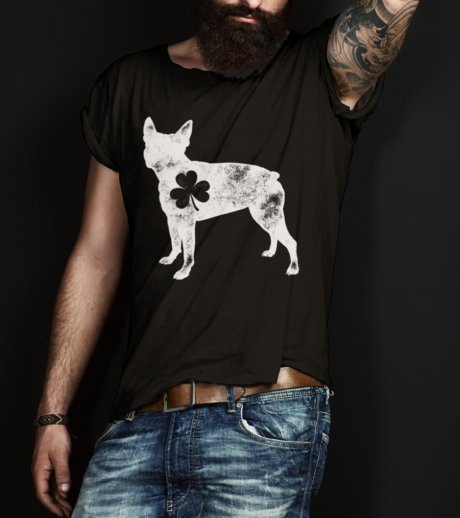 Boston Terrier Dog Shamrock St Patricks Day Men T-Shirt