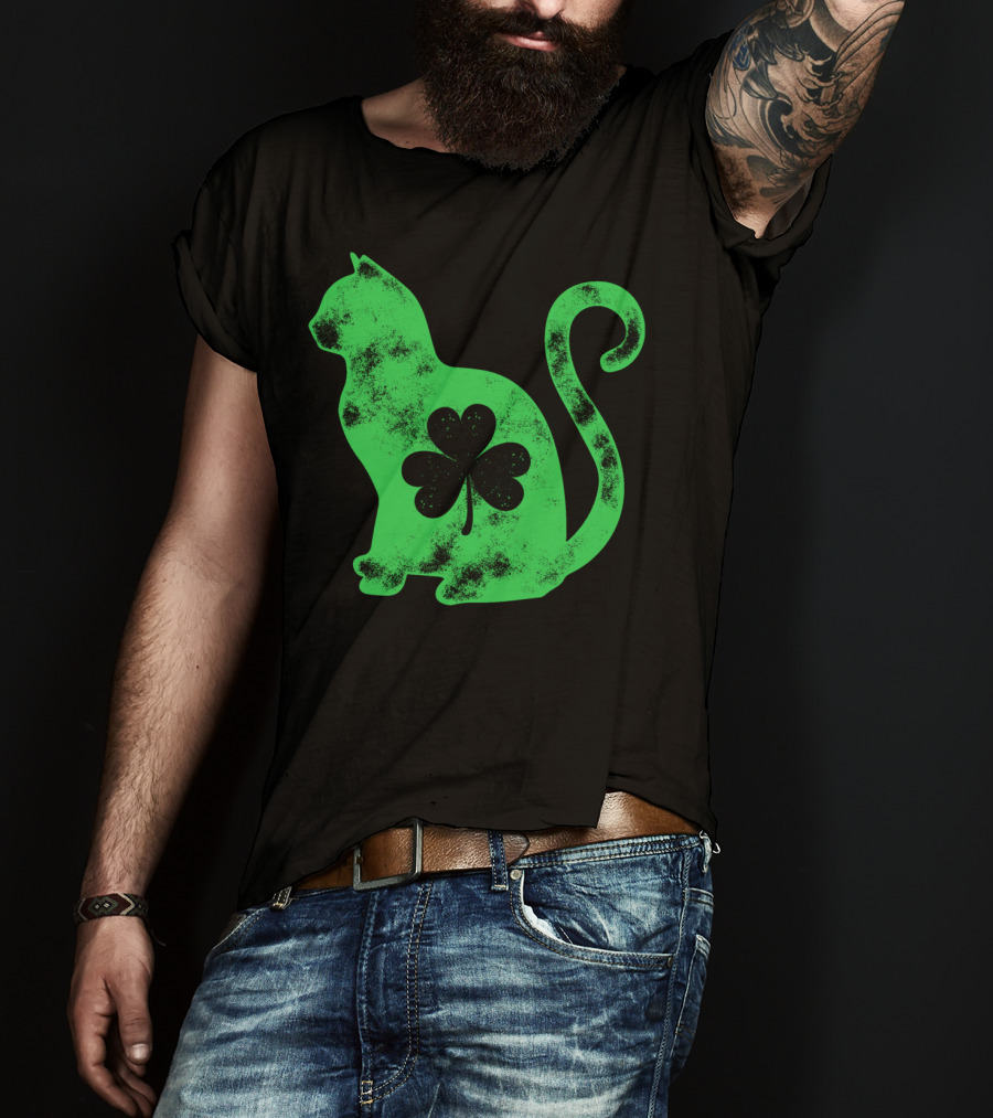 Cat Shamrock St Patricks Day Happy Cattys Women T-Shirt