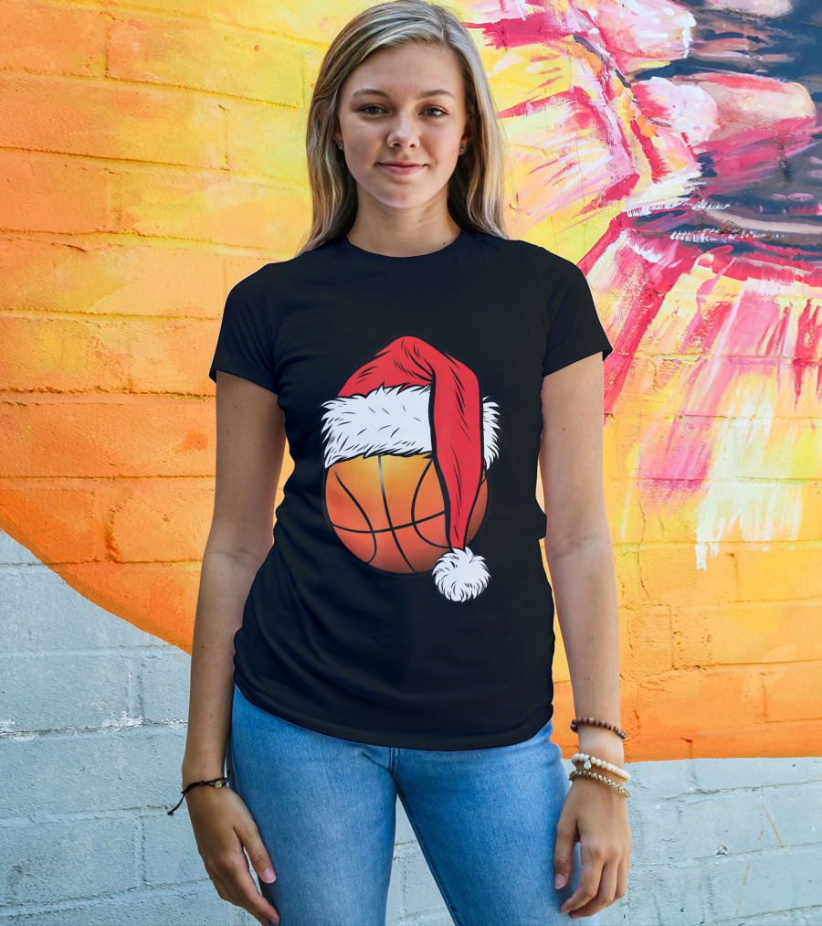 Christmas Santa Basketball Ball Sport T-Shirt