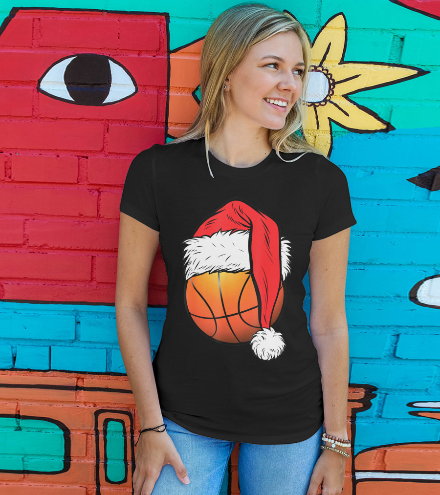 Christmas Santa Basketball Ball Sport T-Shirt