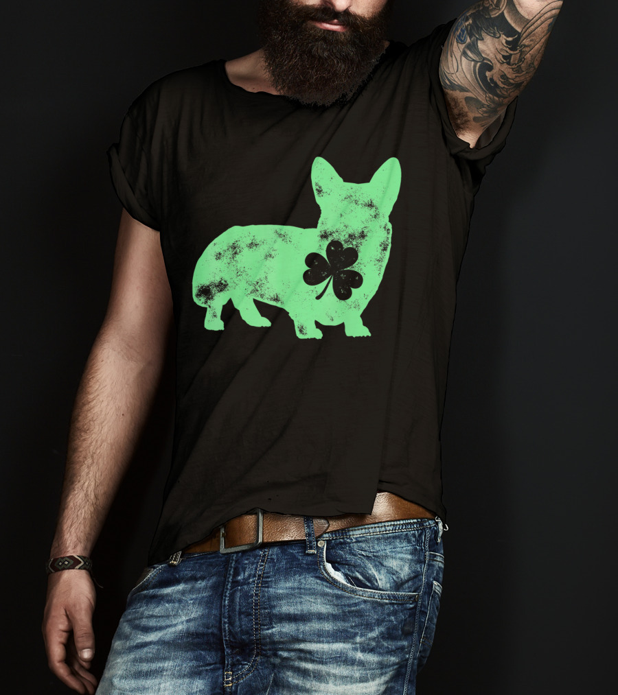 Corgi Shamrock Dog Lover St Patricks Day T-Shirt