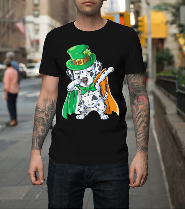 Shirt: Dabbing Dalmatian St Patricks Day Leprechaun Irish Dog with Green Hat and Cape T-Shirt Dabbing Dalmatian St Patricks Day Leprechaun Irish Dog with Green Hat and Cape T-Shirt
