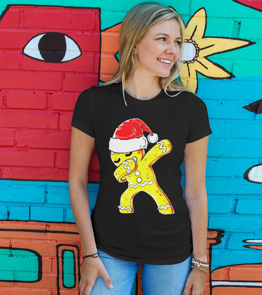 Dabbing Gingerbread Santa Christmas Dance T-Shirt