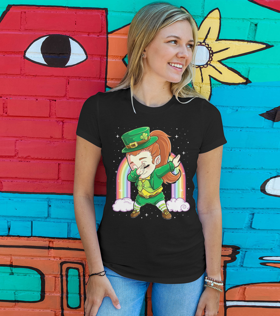 Dabbing Leprechaun St Patricks Day Women Dab Rainbow Special T-Shirt