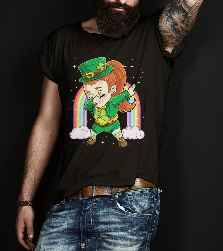 Dabbing Leprechaun St Patricks Day Women Dab Rainbow Special T-Shirt