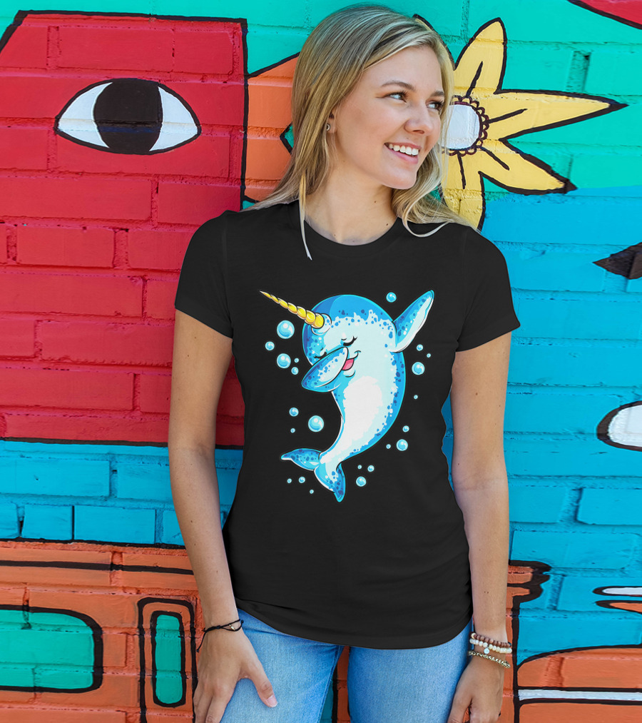 Dabbing Narwhal Unicorn For Girls And Boys Playful Sea Creature T-Shirt