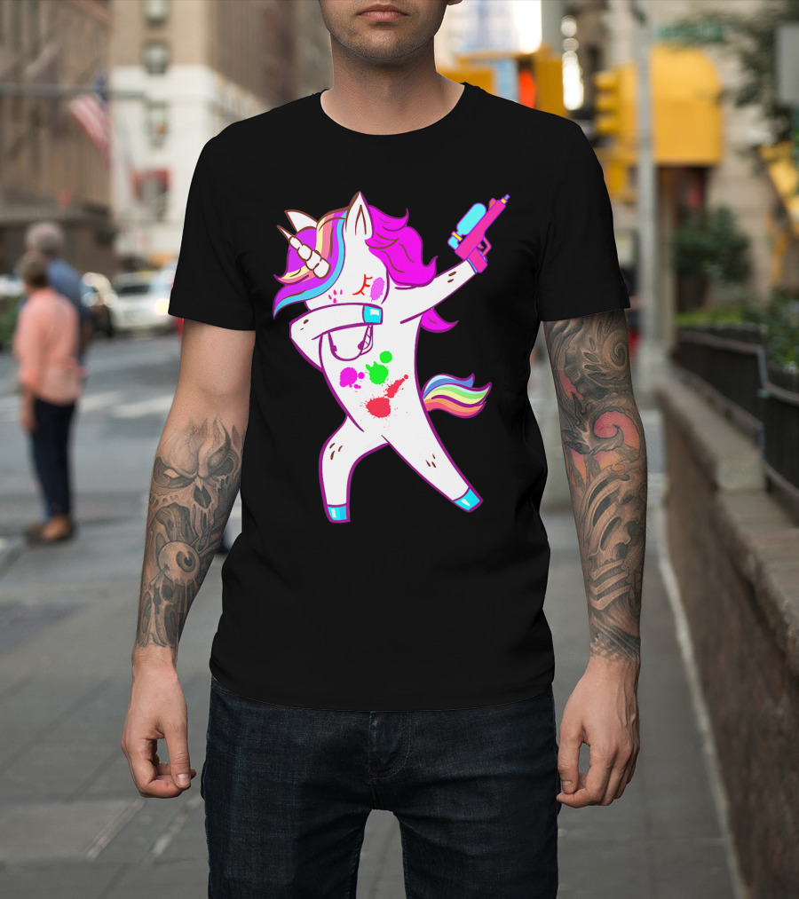 Dabbing Unicorn With Paintball Gun For Men And Teen Players T-Shirt