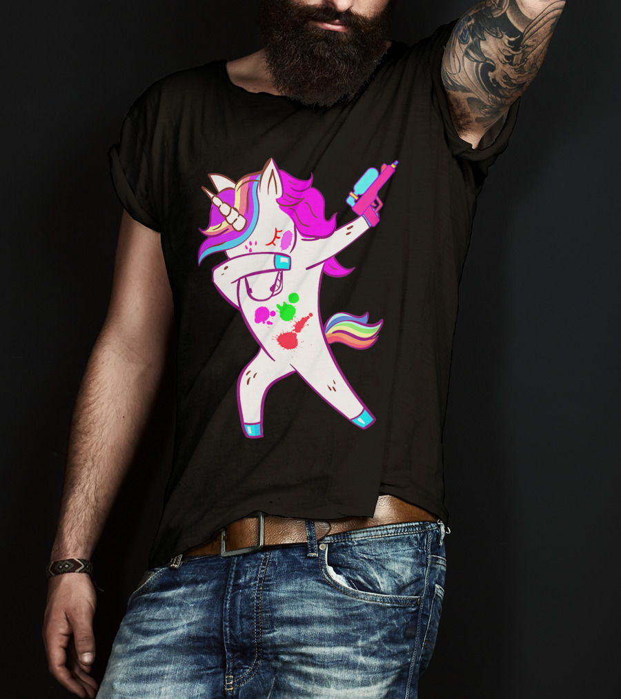 Dabbing Unicorn With Paintball Gun For Men And Teen Players T-Shirt