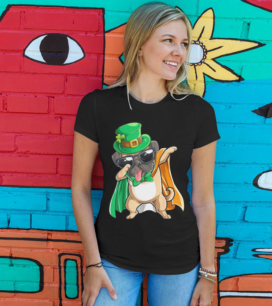 Dabbing Pug Leprechaun St Patrick's Day Boys Irish T-Shirt
