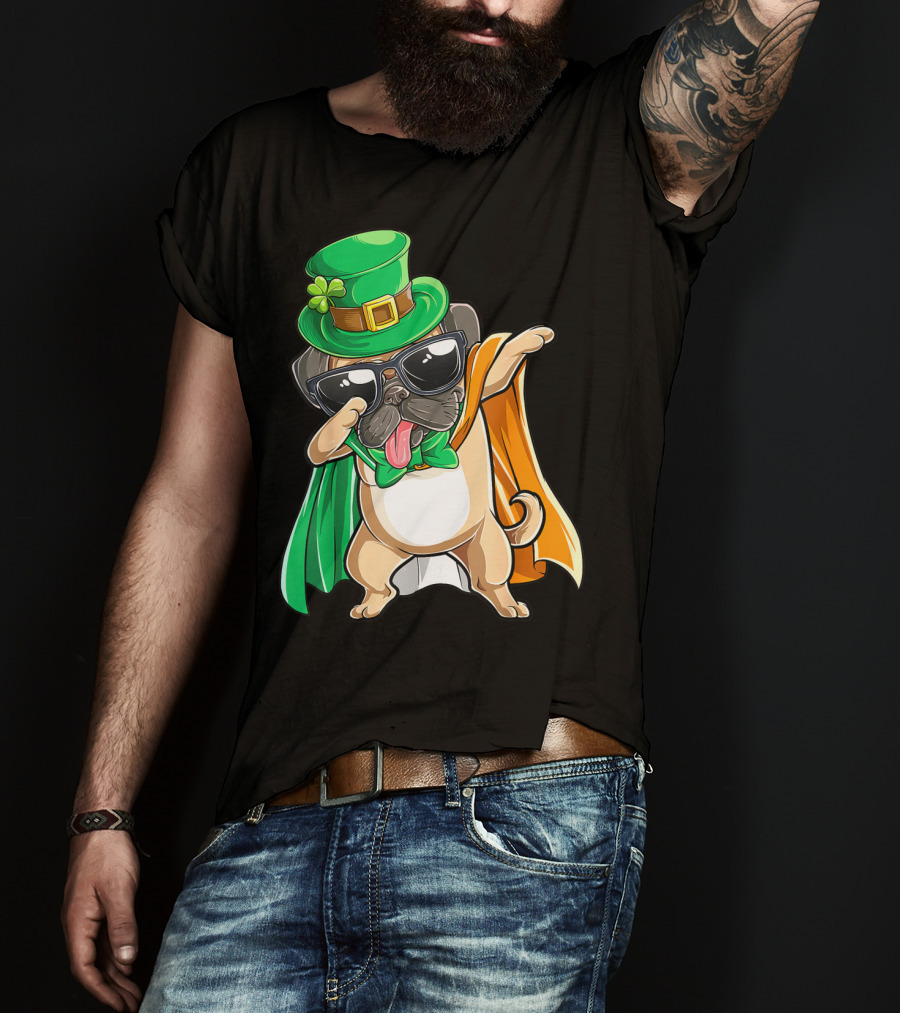 Dabbing Pug Leprechaun St Patrick's Day Boys Irish T-Shirt