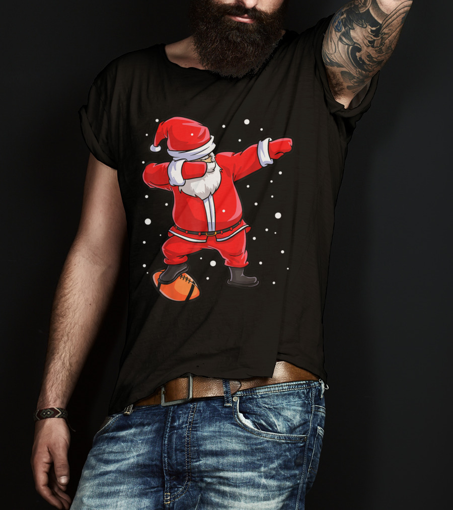 Dabbing Santa Football Christmas Snowflakes T-Shirt