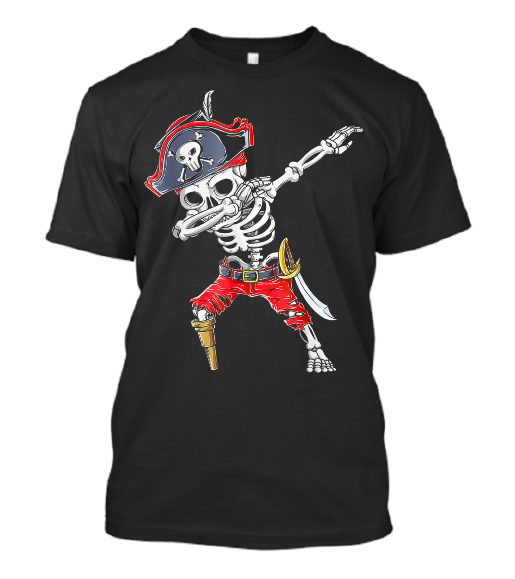 Dabbing Skeleton Pirate Kids Halloween Jolly Roger T-Shirt