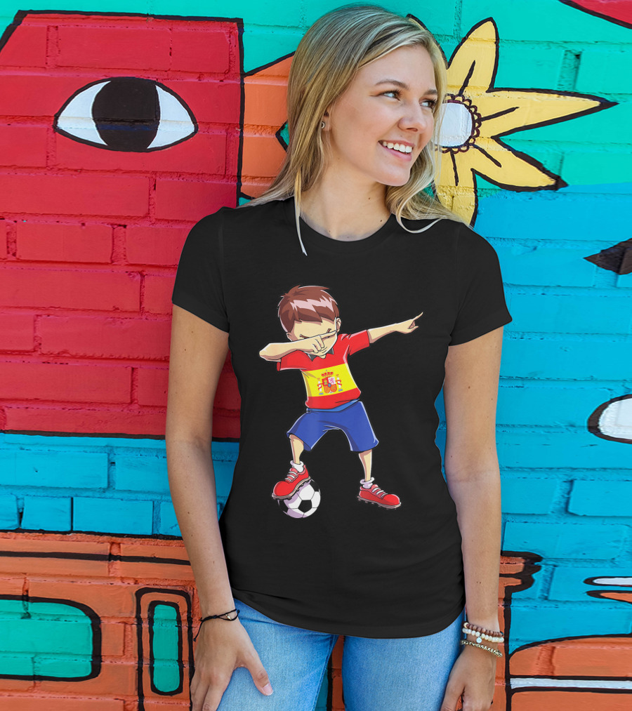 Spain Soccer Dabbing Kid Spanish Football T-Shirt