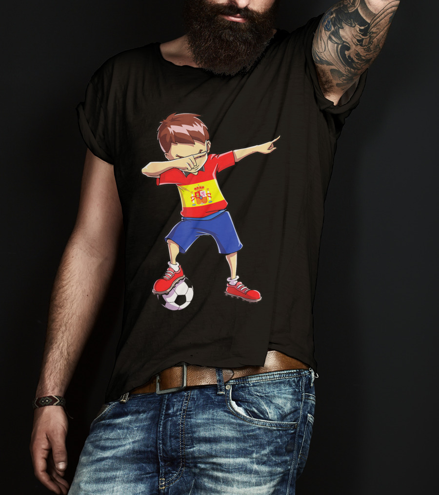 Spain Soccer Dabbing Kid Spanish Football T-Shirt