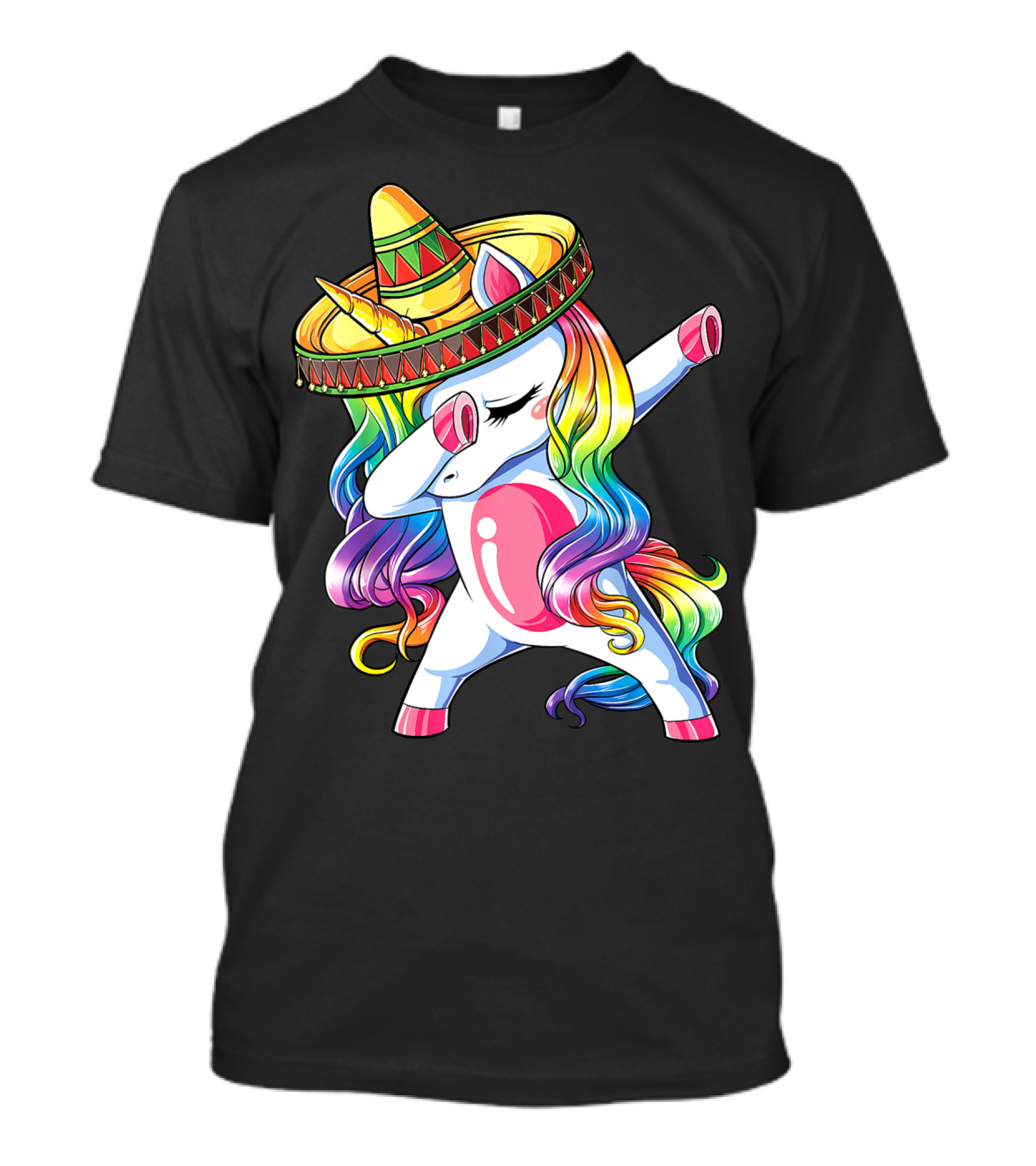 Funny Dabbing Unicorn Rainbow Sombrero Cinco De Mayo Women T-Shirt