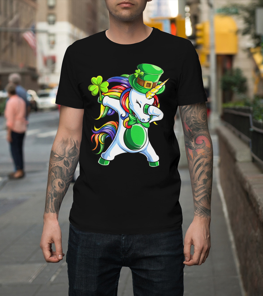 Dabbing Unicorn Lepricorn St Patricks Day Girls T-Shirt