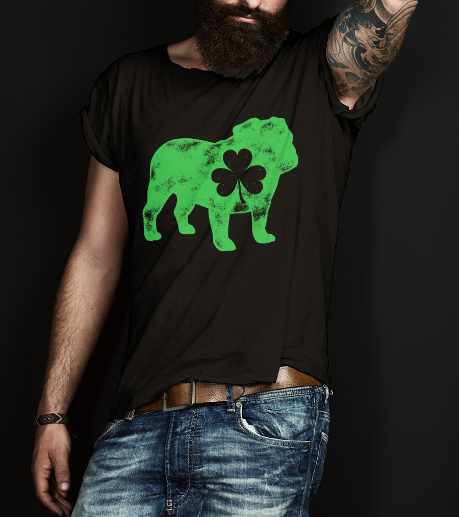 English Bulldog Shamrock St Patricks Day Men Dog T-Shirt