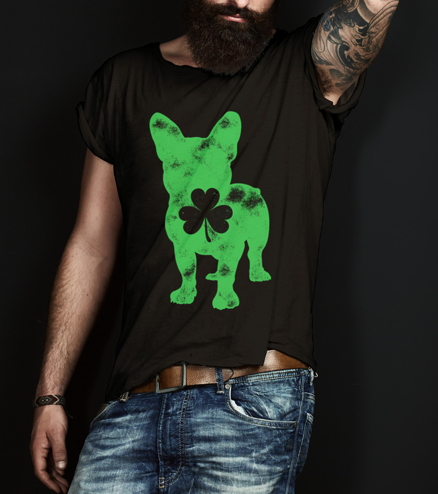 French Bulldog Shamrock St Patricks Day Men Dog T-Shirt