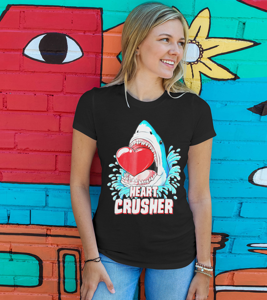 Heart Crusher Valentines Day Shark Boys Jawsome Splash T-Shirt
