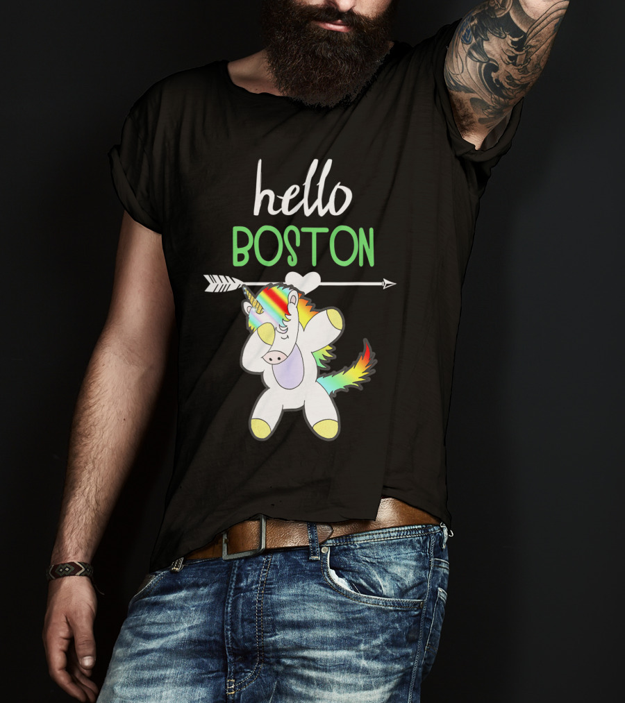 Hello Boston Dabbing Unicorn Girls T-Shirt