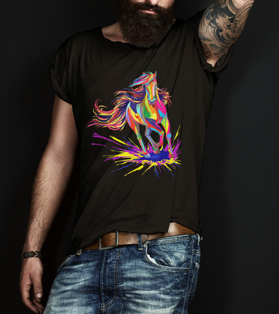 Horse Watercolor I Love Horseback Riding Funny Horse T-Shirt