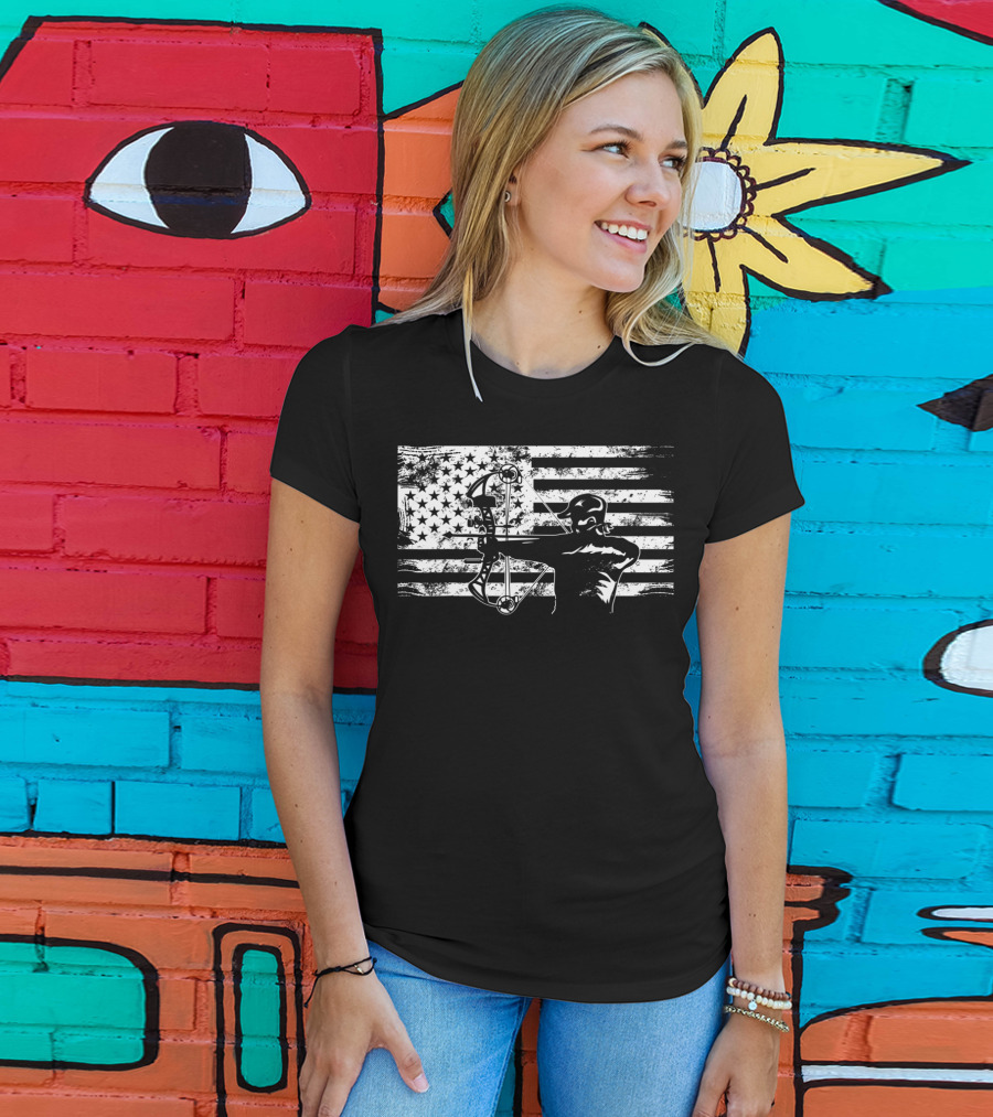 American Flag Bowhunting Archer Hunter T-Shirt