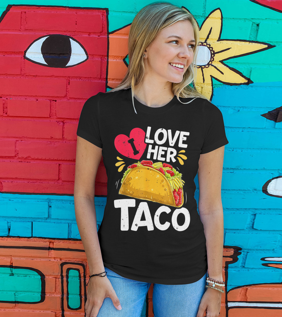 Cinco De Mayo Couple Matching I Love Her Taco T-Shirt