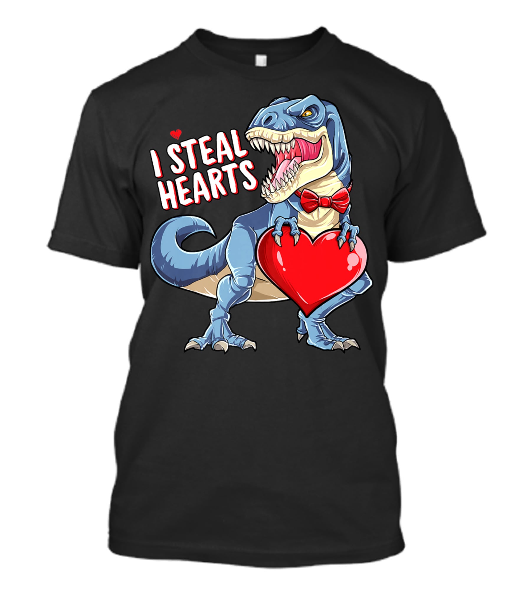 I Steal Hearts Dinosaur Rex Valentine's Day Red Bow Tie T-Shirt