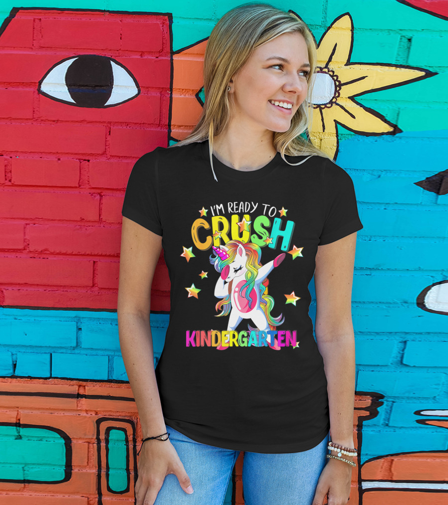 I'm Ready To Crush Kindergarten Dabbing Unicorn Back To School Girls T-Shirt