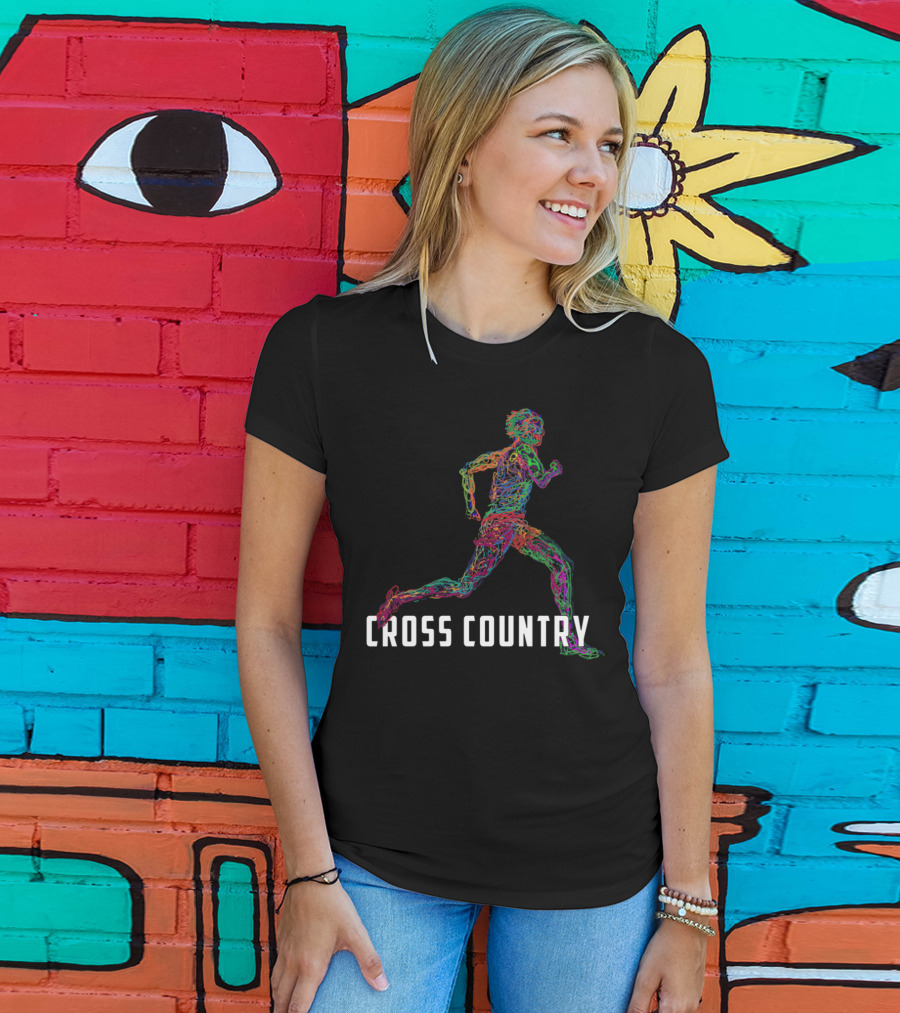 Wired To Run Colorful Cross Country Runner T-Shirt