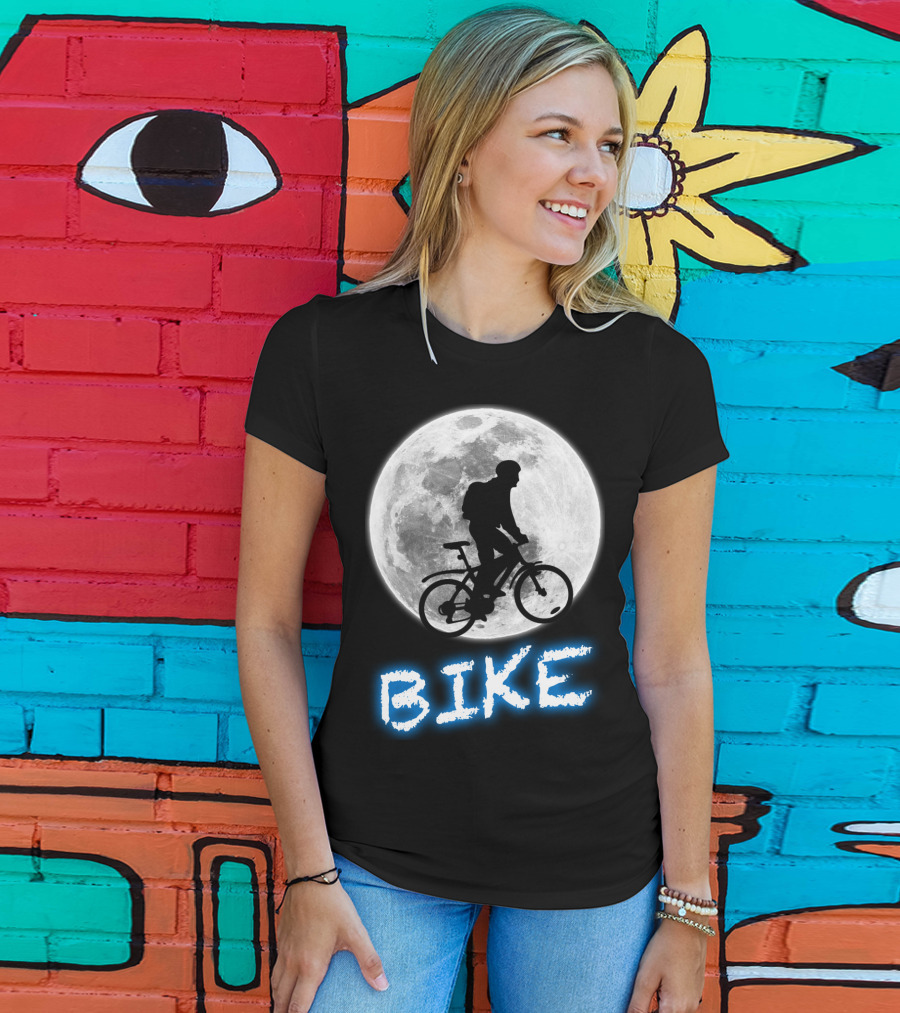 BIKE Silhouette Blue Moon Cycling Adventure T-Shirt