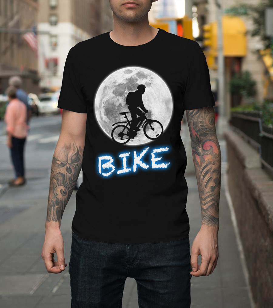 BIKE Silhouette Blue Moon Cycling Adventure T-Shirt