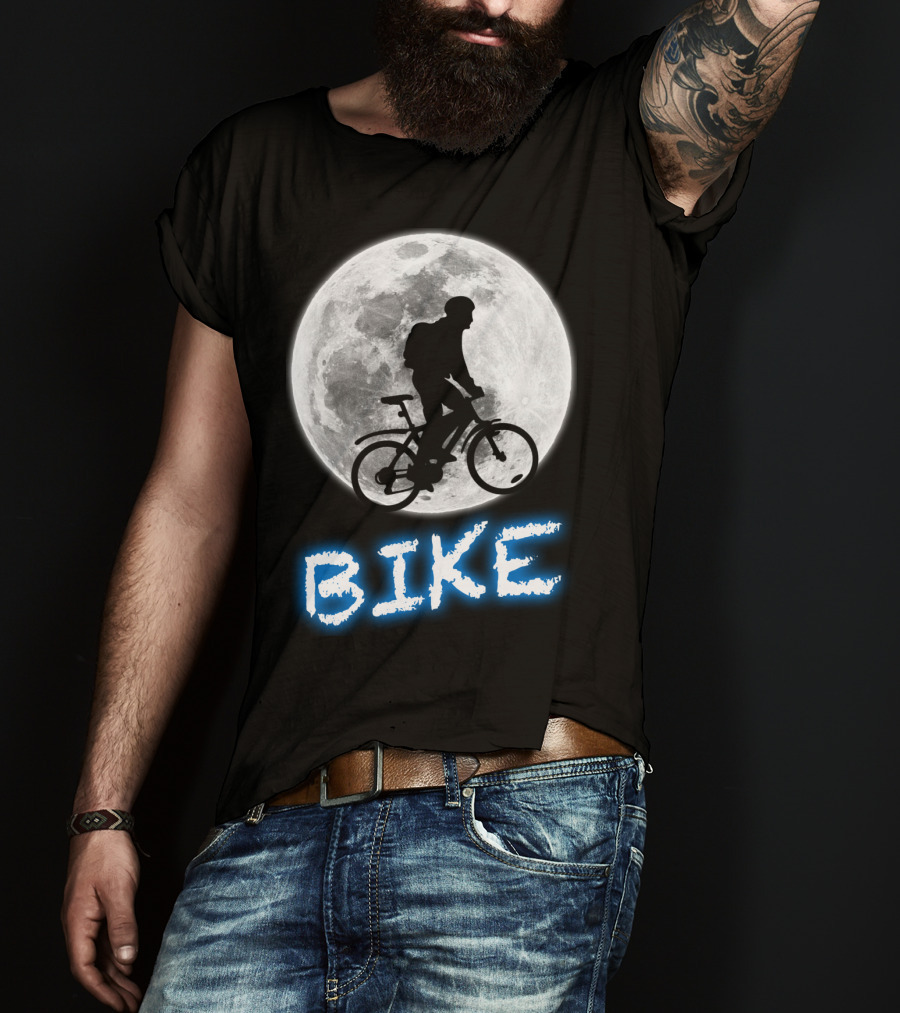 BIKE Silhouette Blue Moon Cycling Adventure T-Shirt