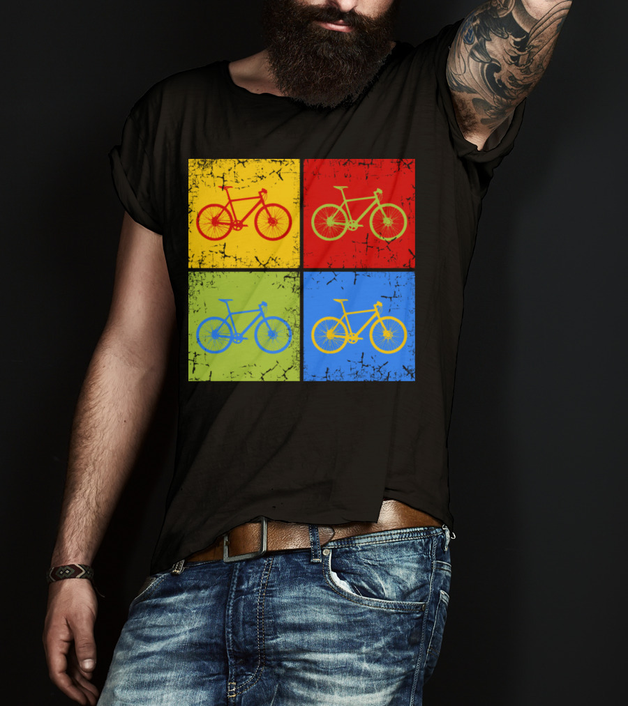 Bike Pop Art Colorful Bicycle Squares T-Shirt