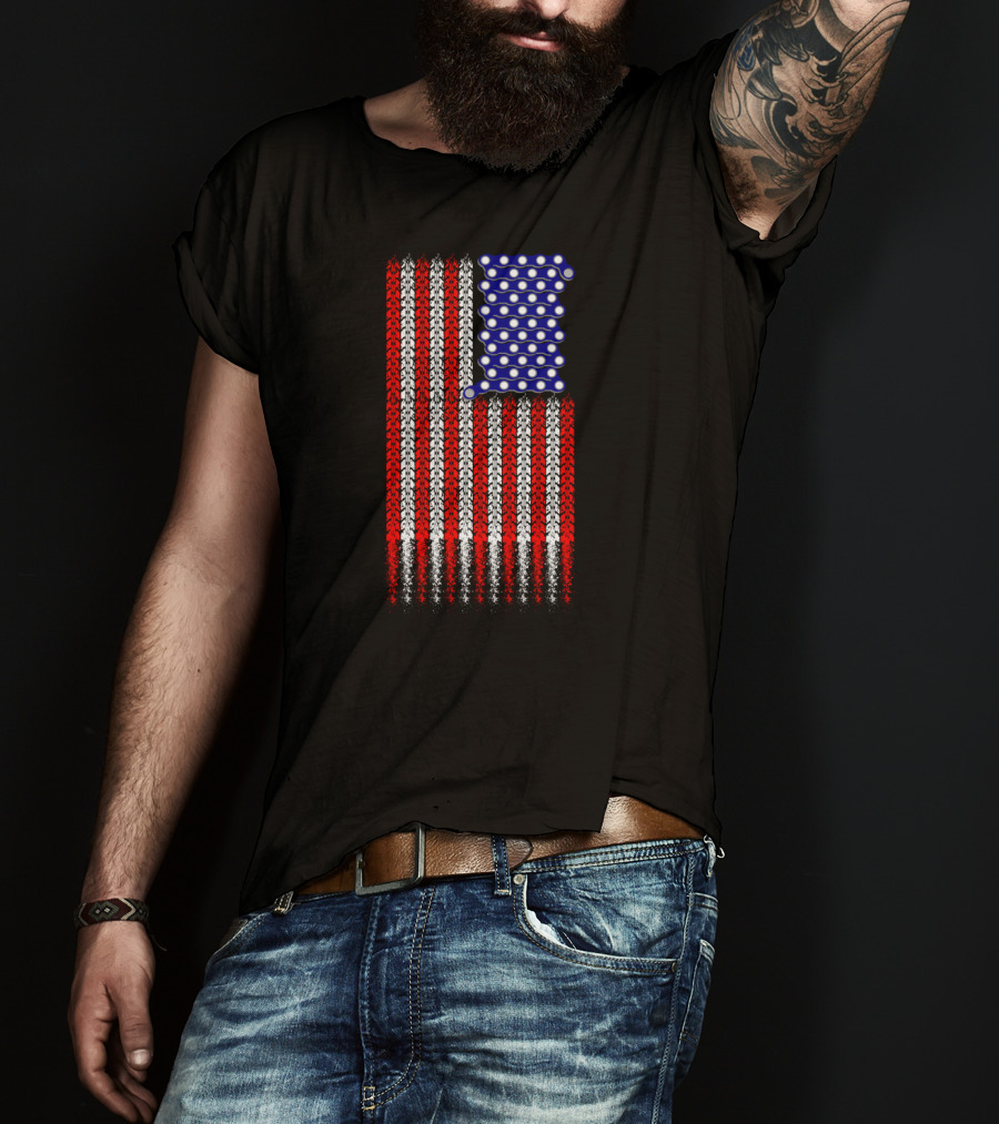 Bike Tread Pattern USA Flag T-Shirt