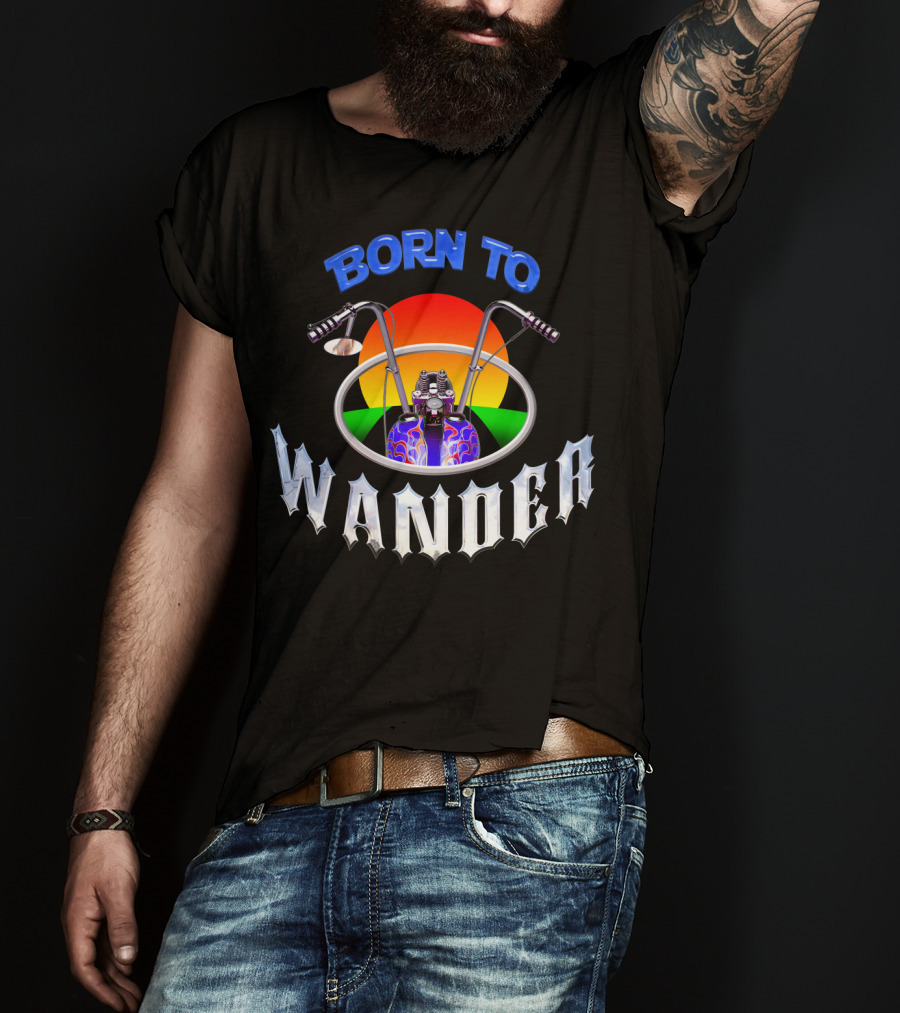 Born To Wander Motorcycle Sunset Journey Adventure T-Shirt