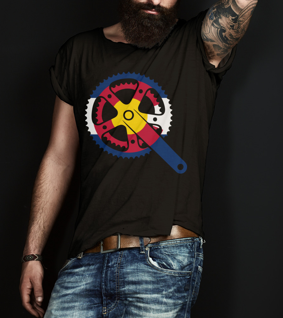 Colorado Bicycle Chainring With State Flag Colors T-Shirt
