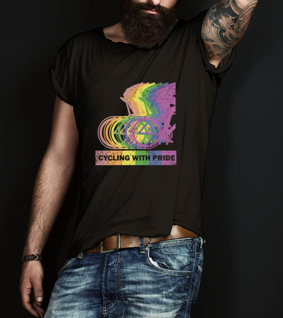 Cycling With Pride Christopher Street Rainbow Bicycle T-Shirt