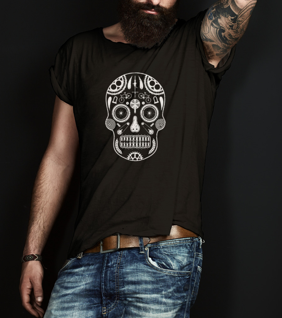 Cycling Bike Parts Skull T-Shirt