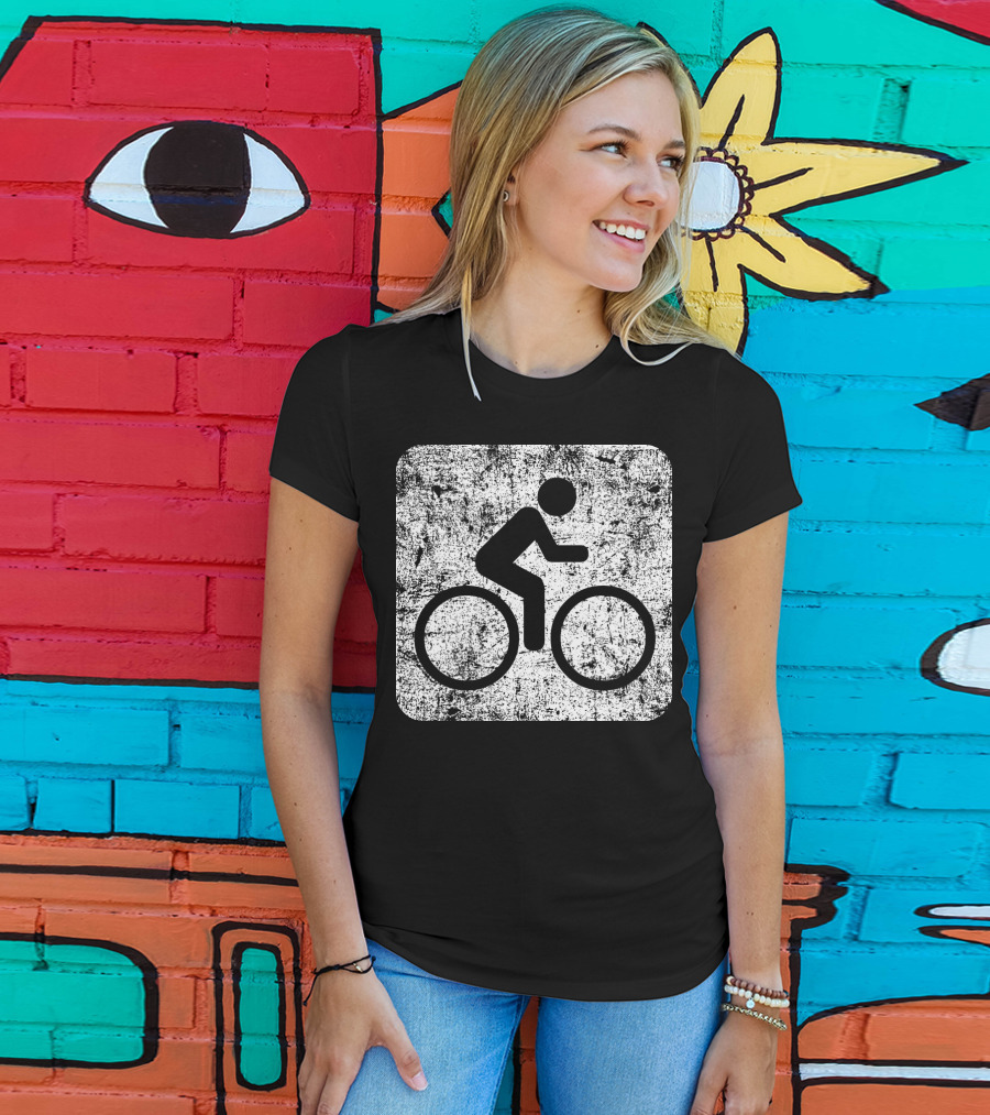 Cycling Sign Grunge Style Iconic Bicycle T-Shirt